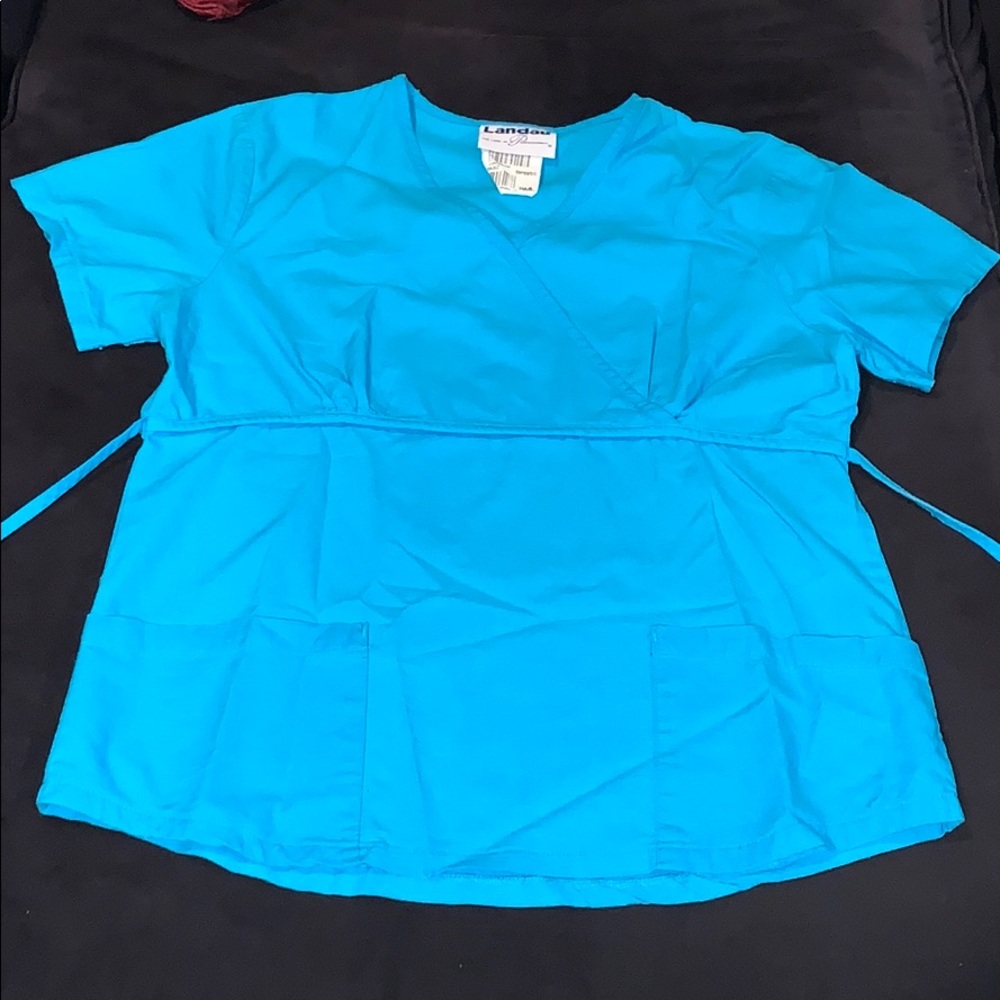 Turquoise Blue Landau Small Scrub Top